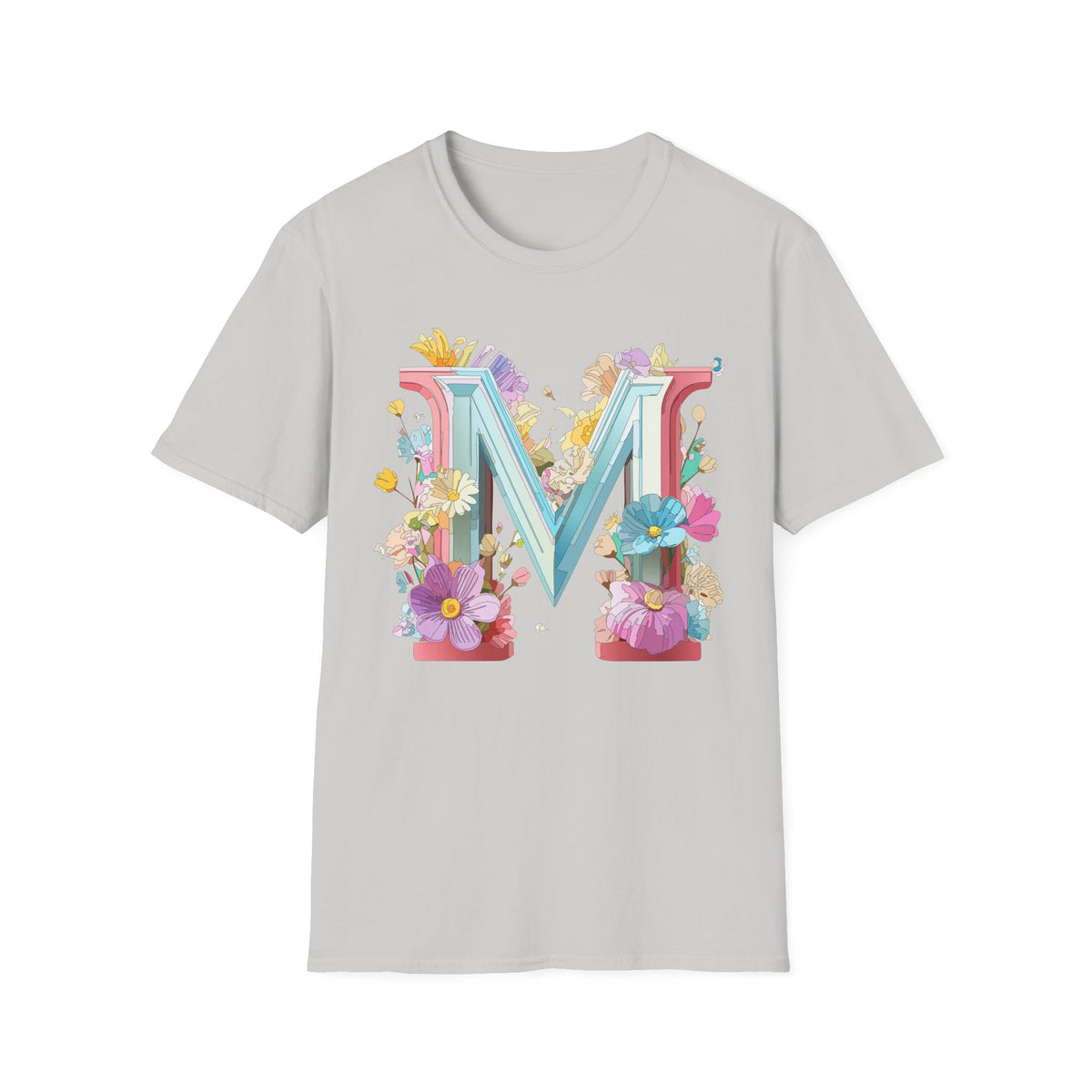Floral Letter M T-Shirt | Monogram Initial Graphic Tee