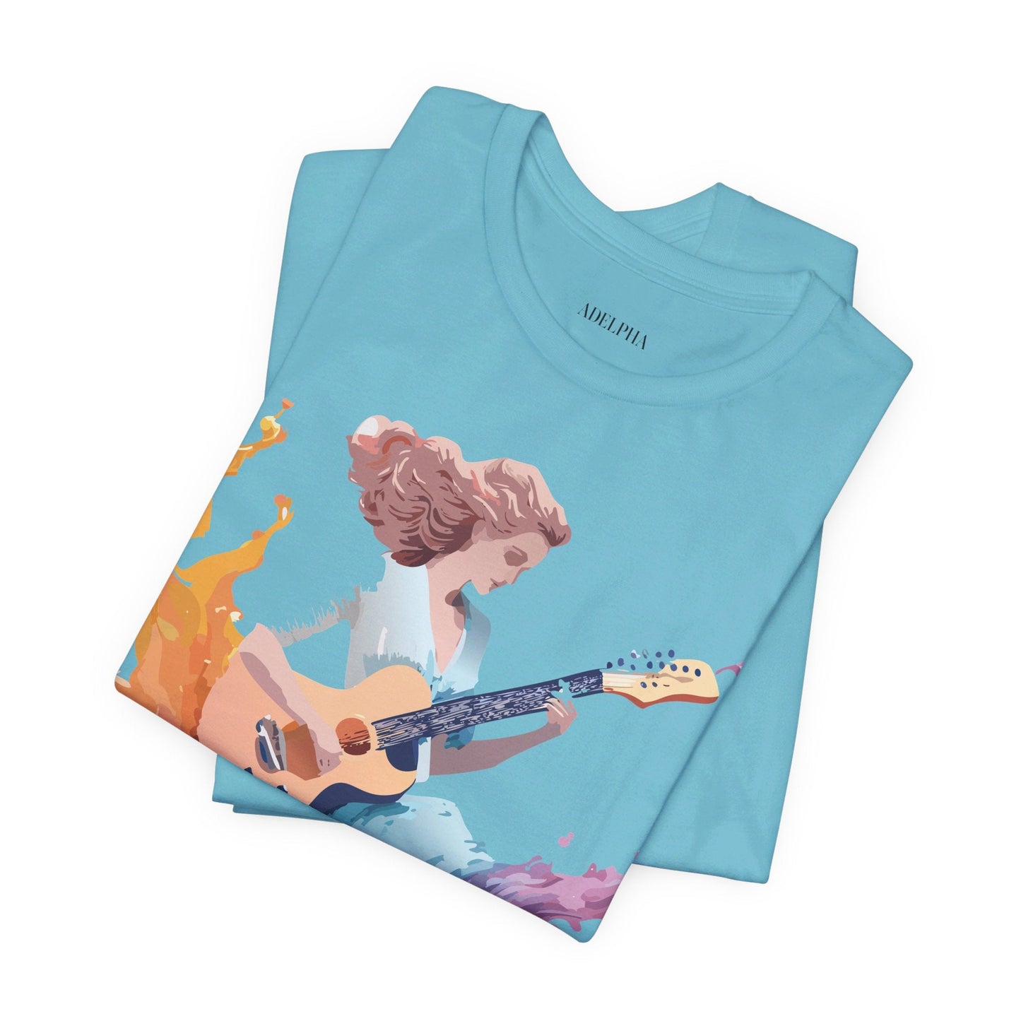 Music Graphic Unisex 100 Cotton Vintage Art with Musical Elements Tee 38