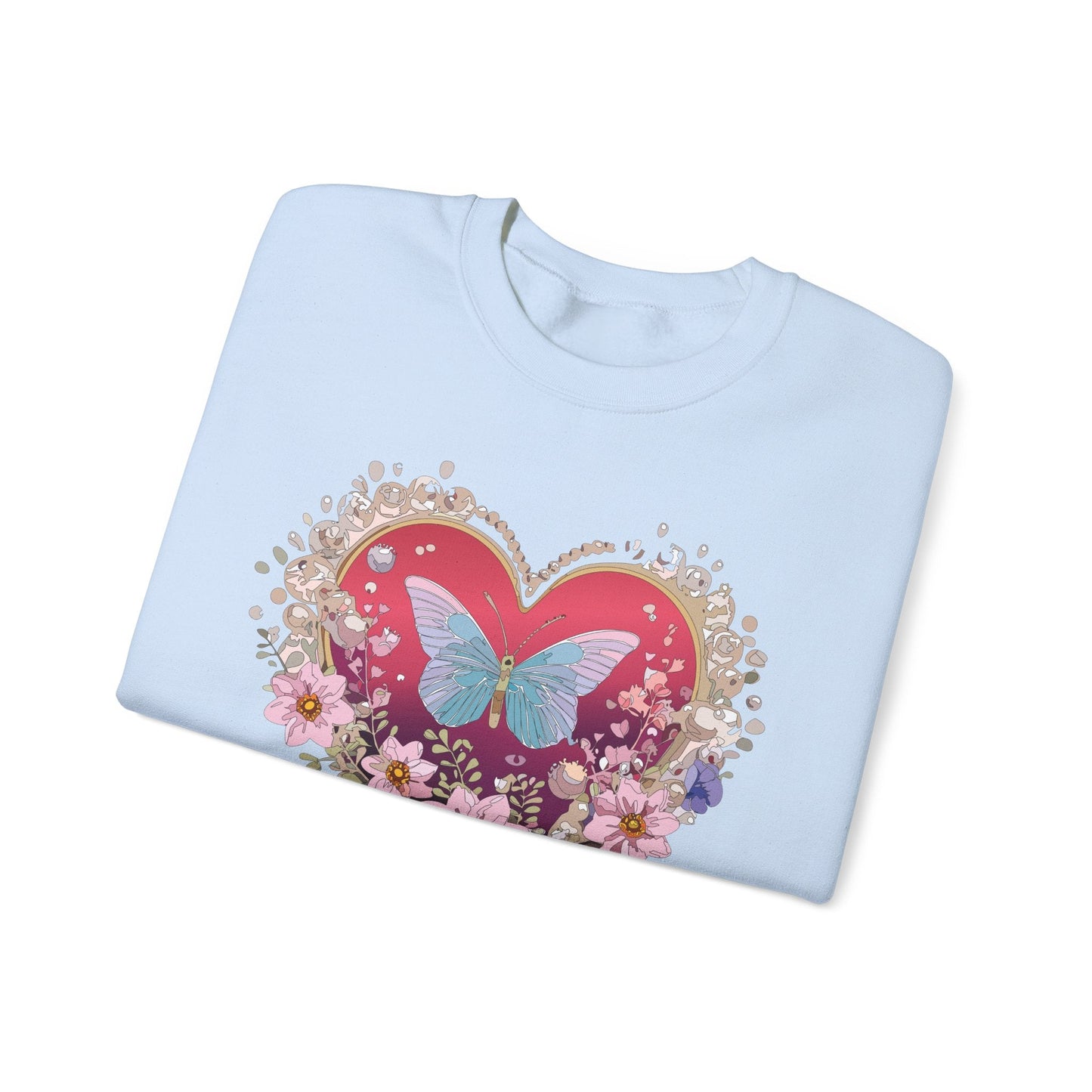 Floral Heart Sweatshirt For Valentines Day Unisex Floral Love Crewneck Sweatshirt