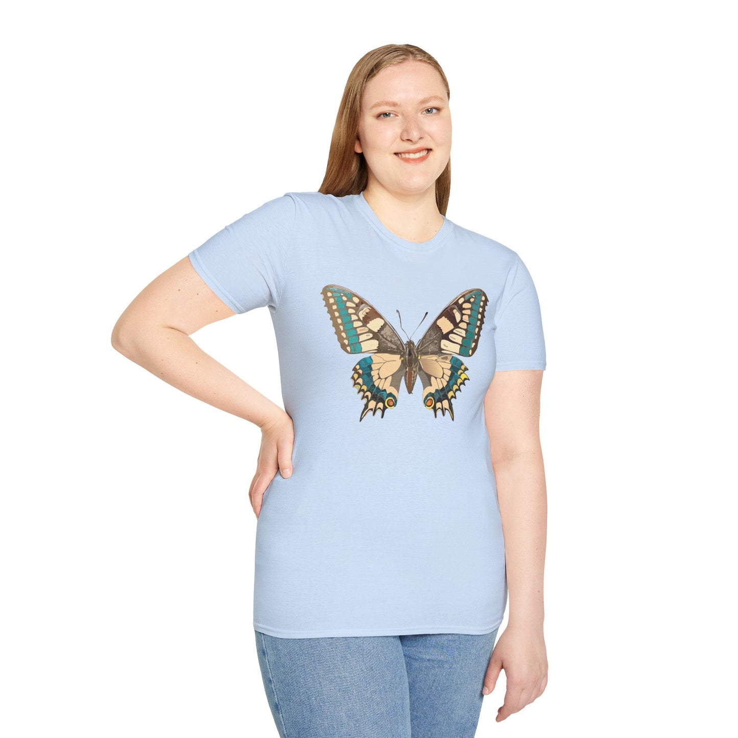 Unisex Butterfly T Shirt Softstyle 64000 Ring Spun Cotton Lightweight Tee Breathable Everyday Comfort