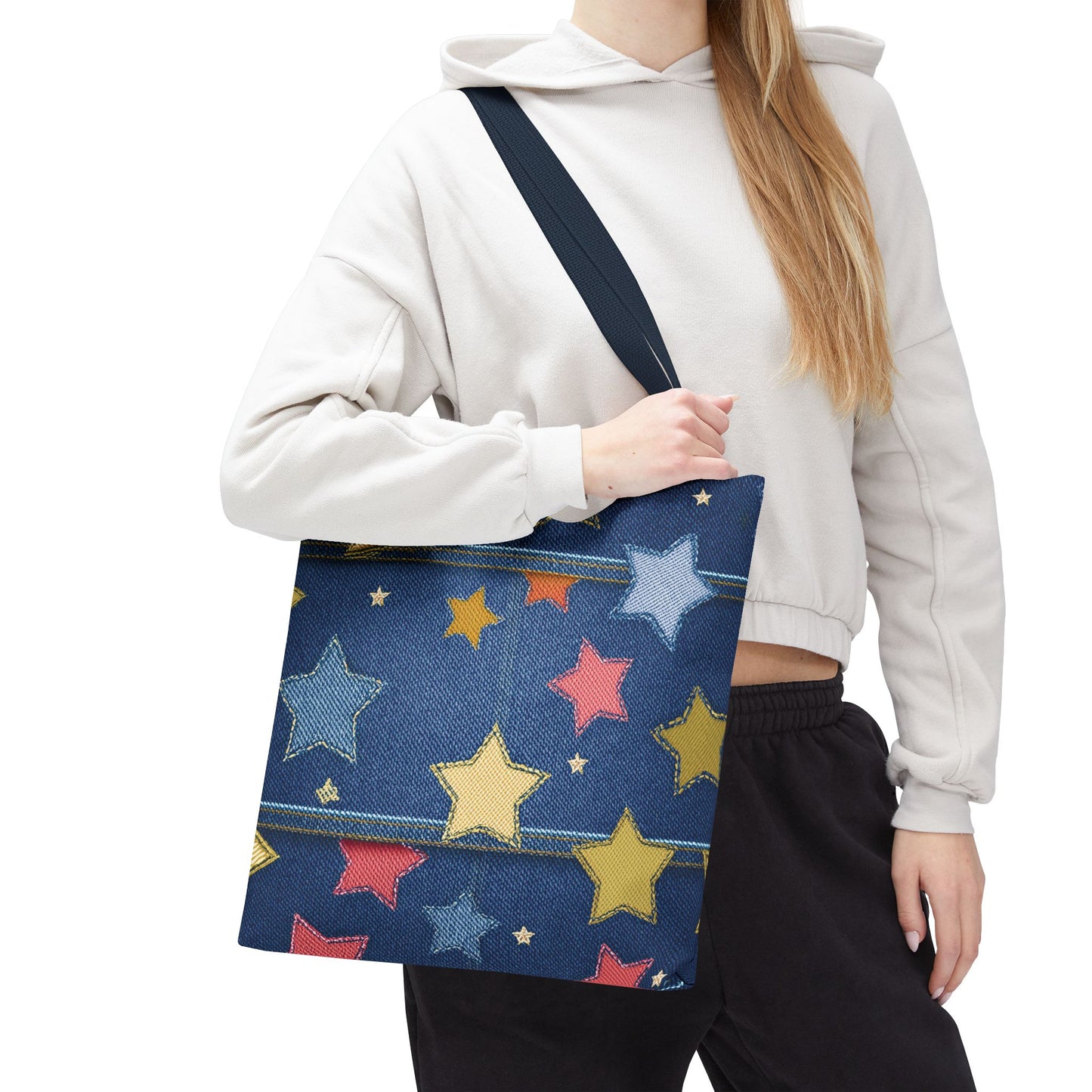 Denim Fabric Imitation Print Unisex Canvas Bag Poly Spun 3 Sizes Tote Bag 181-5