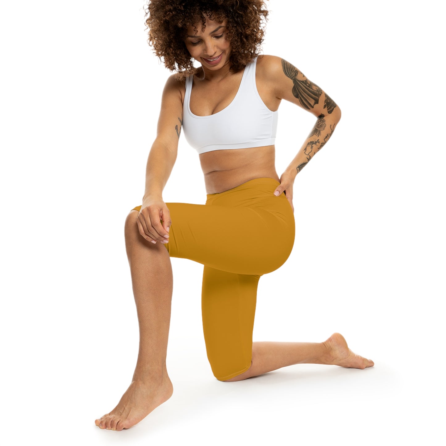 Harvest Bronze Color Women's Brushed Suede Poly Span Casual Capri Leggings XS-2XL