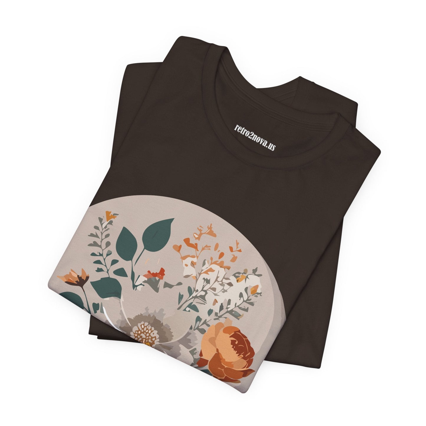 Retro2Nova Floral Shirt Unisex Short Sleeve Tee Lightweight Breathable Cotton Blend Jersey