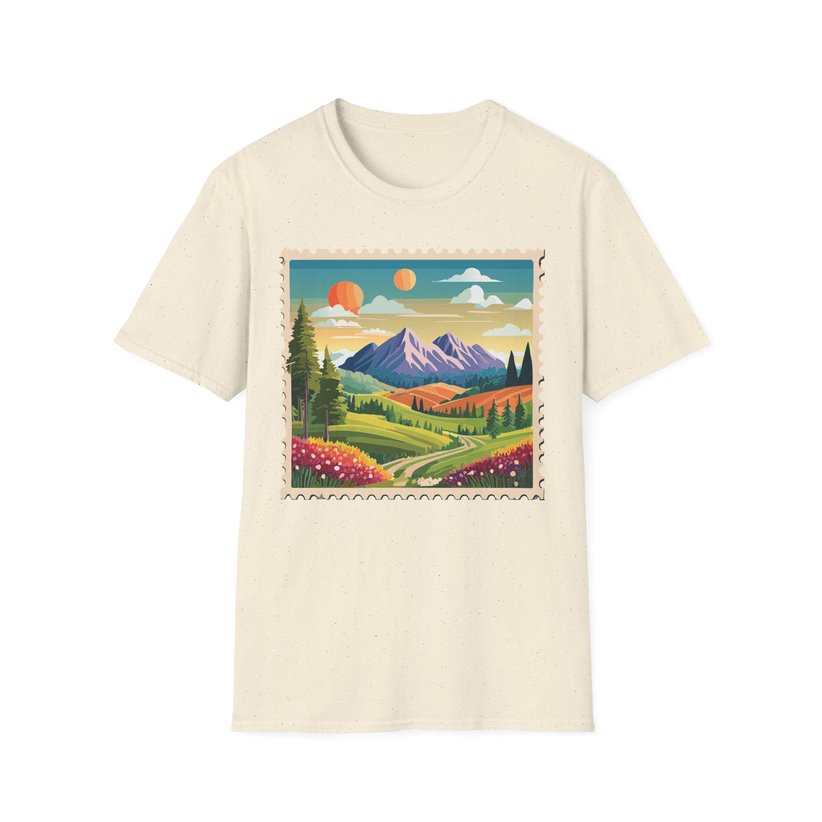 Vintage Mountain Landscape T-Shirt | Sunset Scenic Nature Print