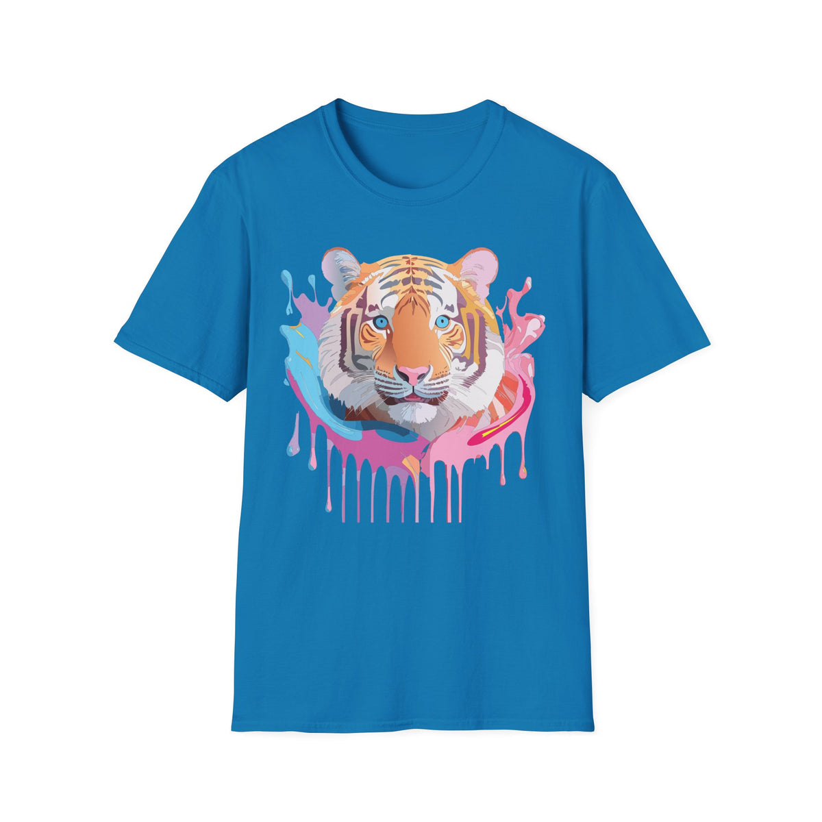 Colorful Tiger Face T-Shirt | Watercolor Drip Animal Graphic
