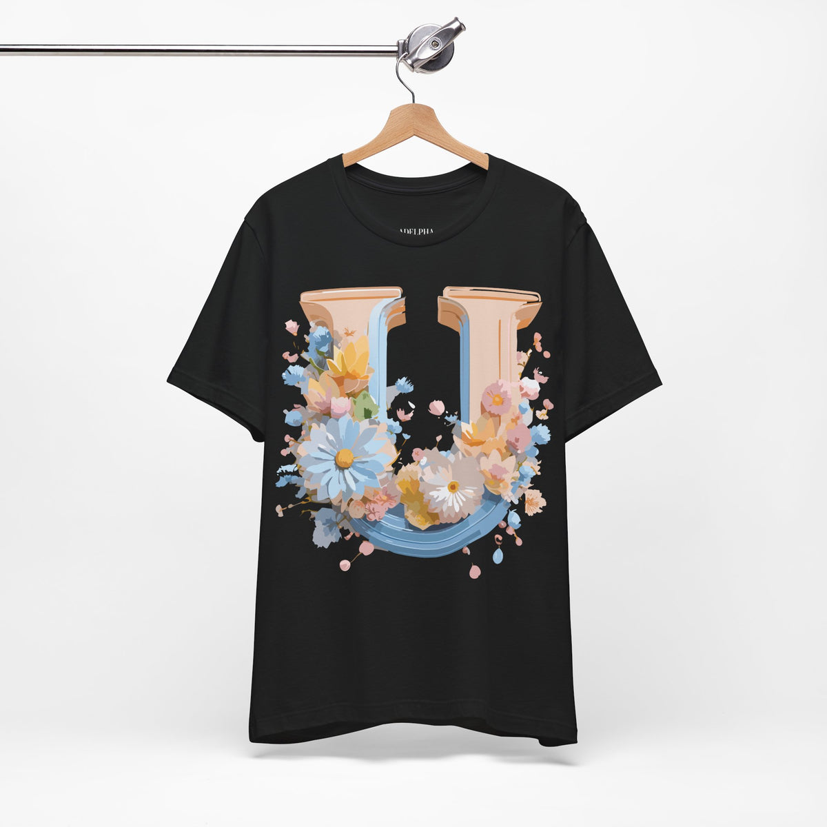 Letter U Graphic Unisex Cotton Bella+Canvas Tee with Art Letter Design