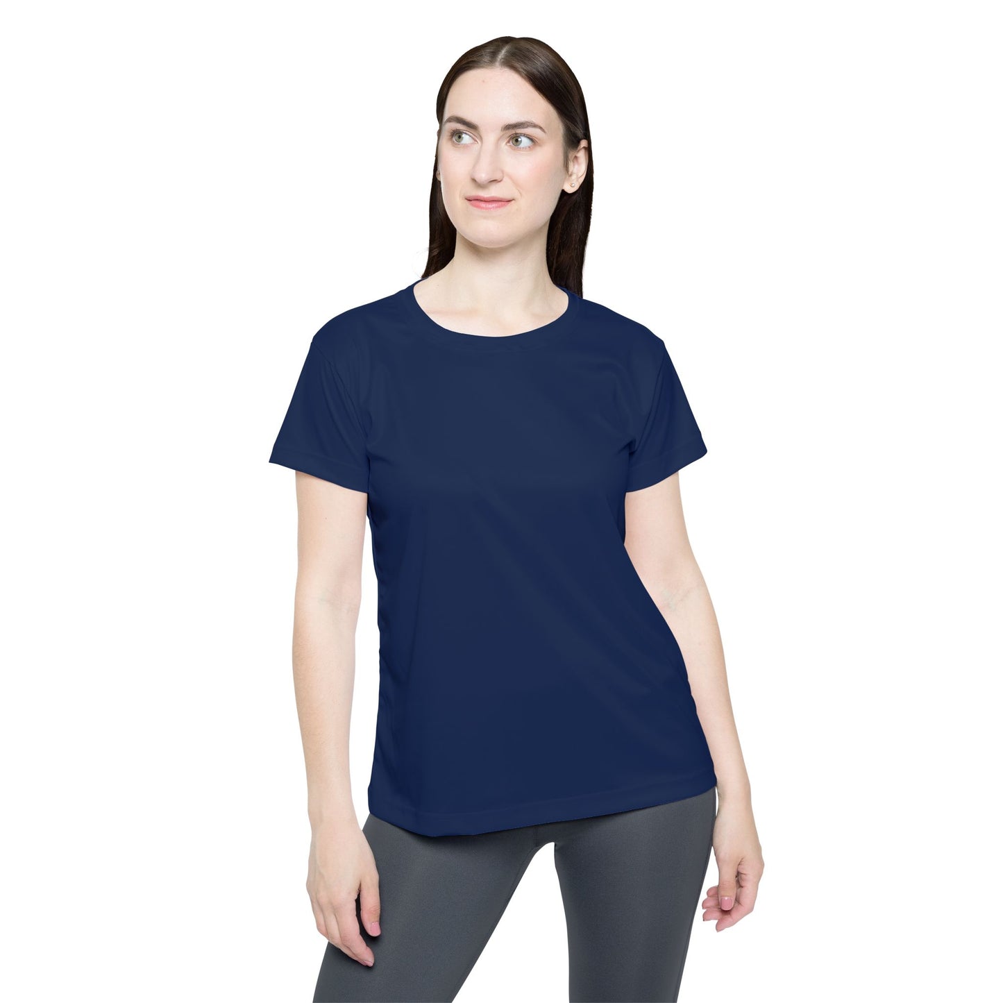 Prussian Navy Blue Solid Color Print Women's Sports Jersey Short Sleeves Poly Athletic Tee