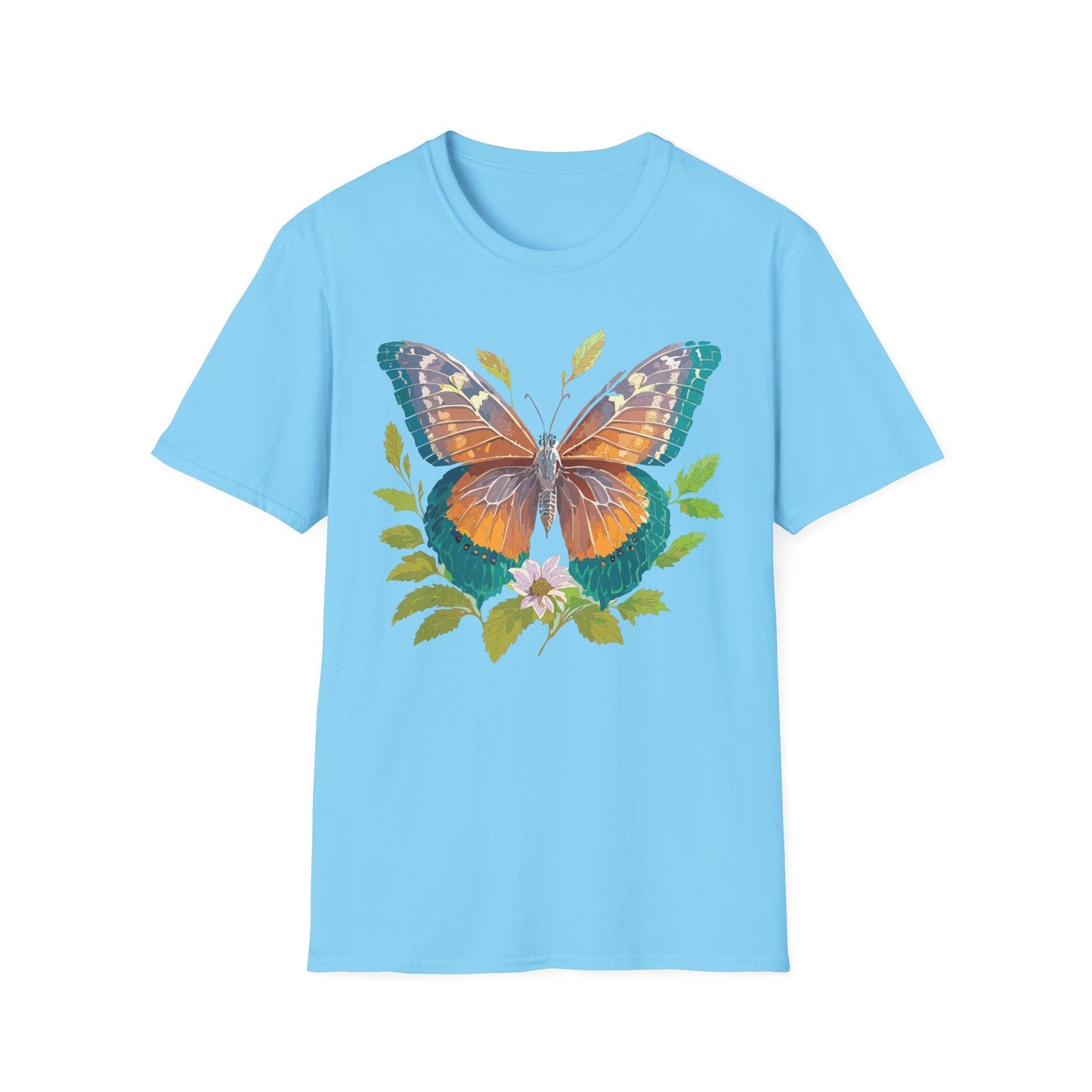 Unisex Butterfly Shirt With Monarch Design Cotton Tee Gildan 64000 Softstyle Comfort