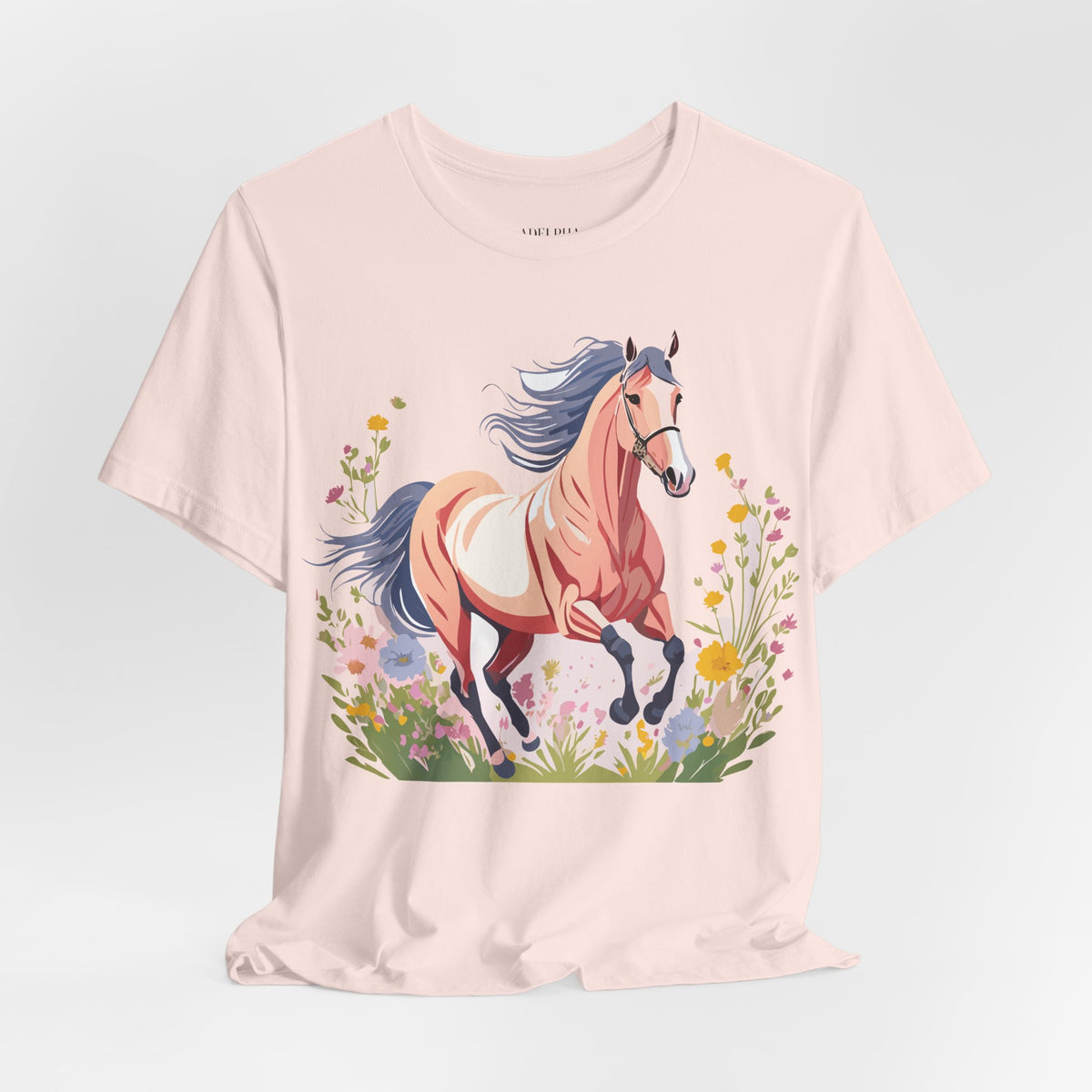 Horse Graphic Unisex Cotton Bella+Canvas Tee with Art Animal Design e28