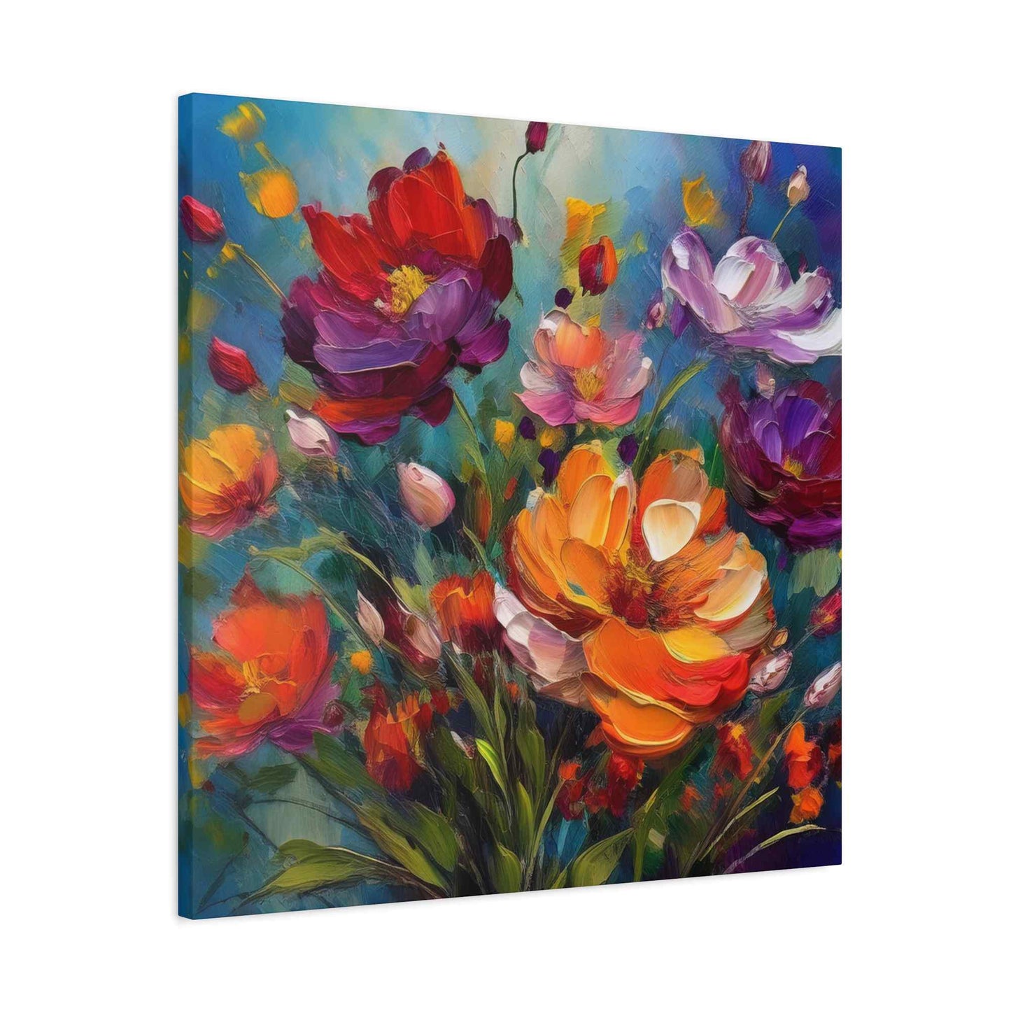 Flowers Print Canvas, Floral Oil Paint Print 20x20, 24x24, 30x30, 32x32, 36x36, Floral Art Design Print Non-Frame MC-14