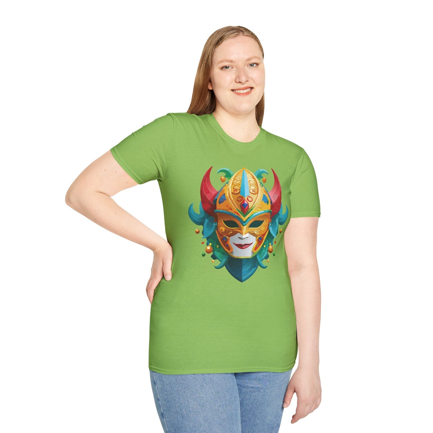 Unisex Mask Tee Shirt Softstyle Gildan 64000 Cotton Tee Masquerade Design Artwork