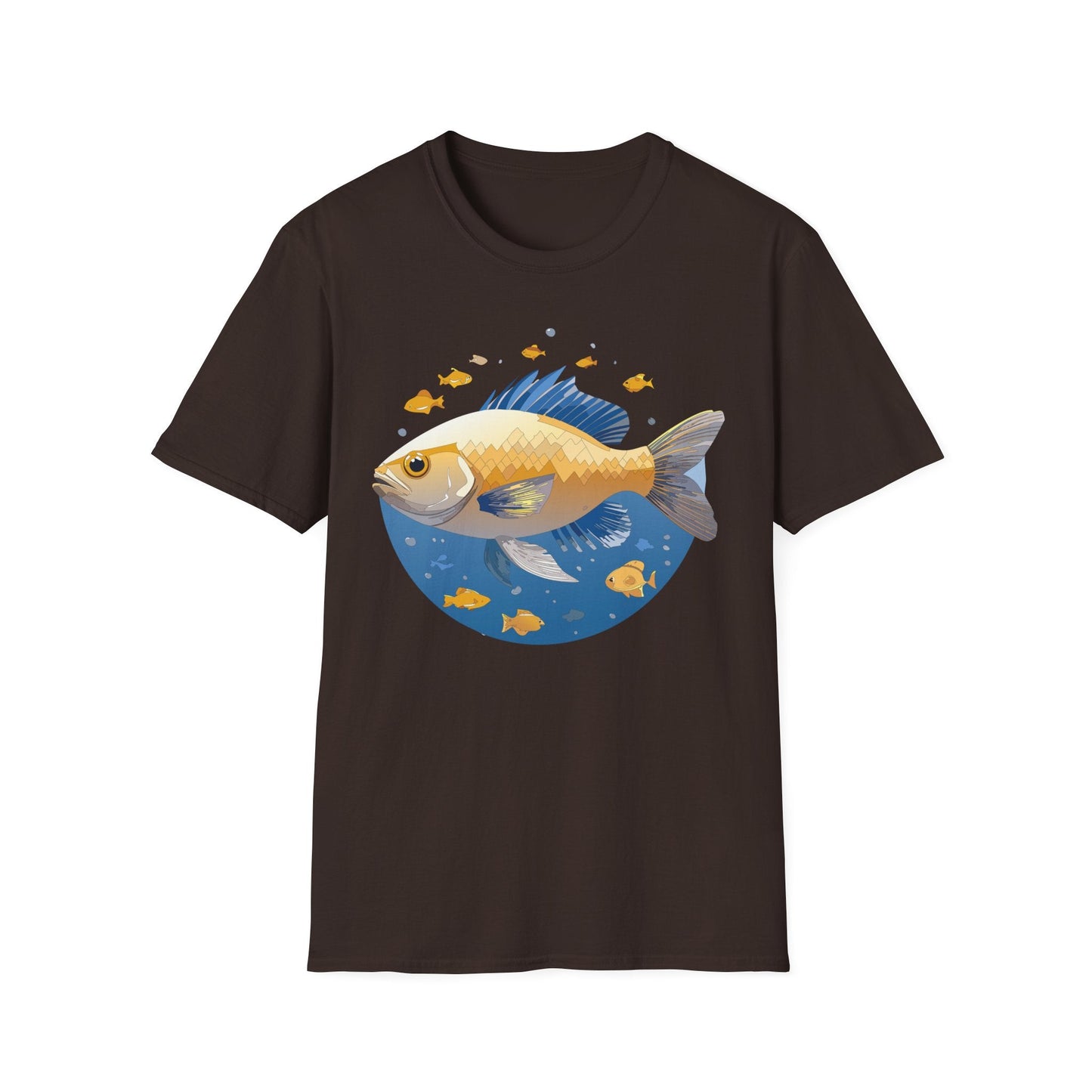 Fish Art Graphic Tee Shirt Unisex Gildan Softstyle 64000 100 Percent Ring Spun Cotton