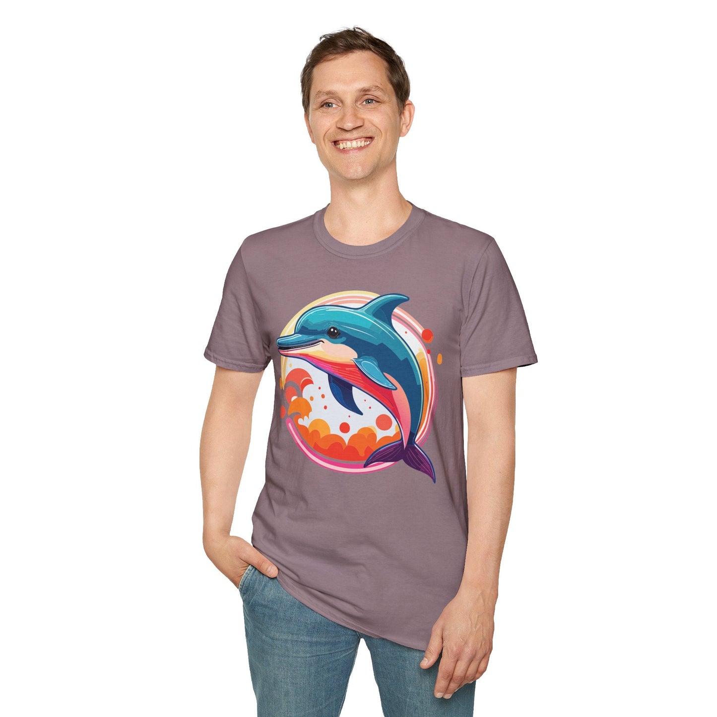 Dolphin Shirt Unisex Softstyle Tee Short Sleeve 100 Percent Ring Spun Cotton Gildan 64000
