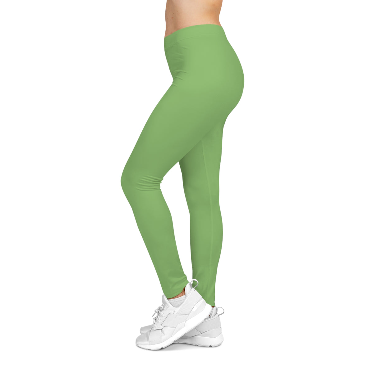 Willow Green Color Women's Poly-Span Casual Leggings XS-2XL