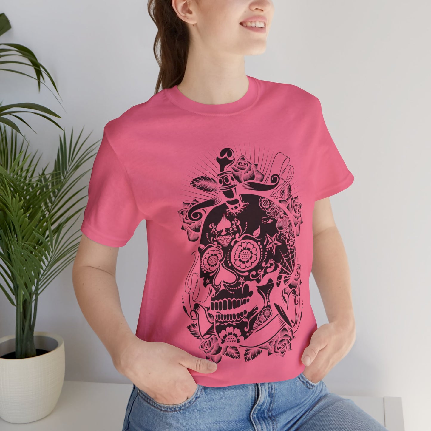 Unisex Cotton Tee Shirt with Skull