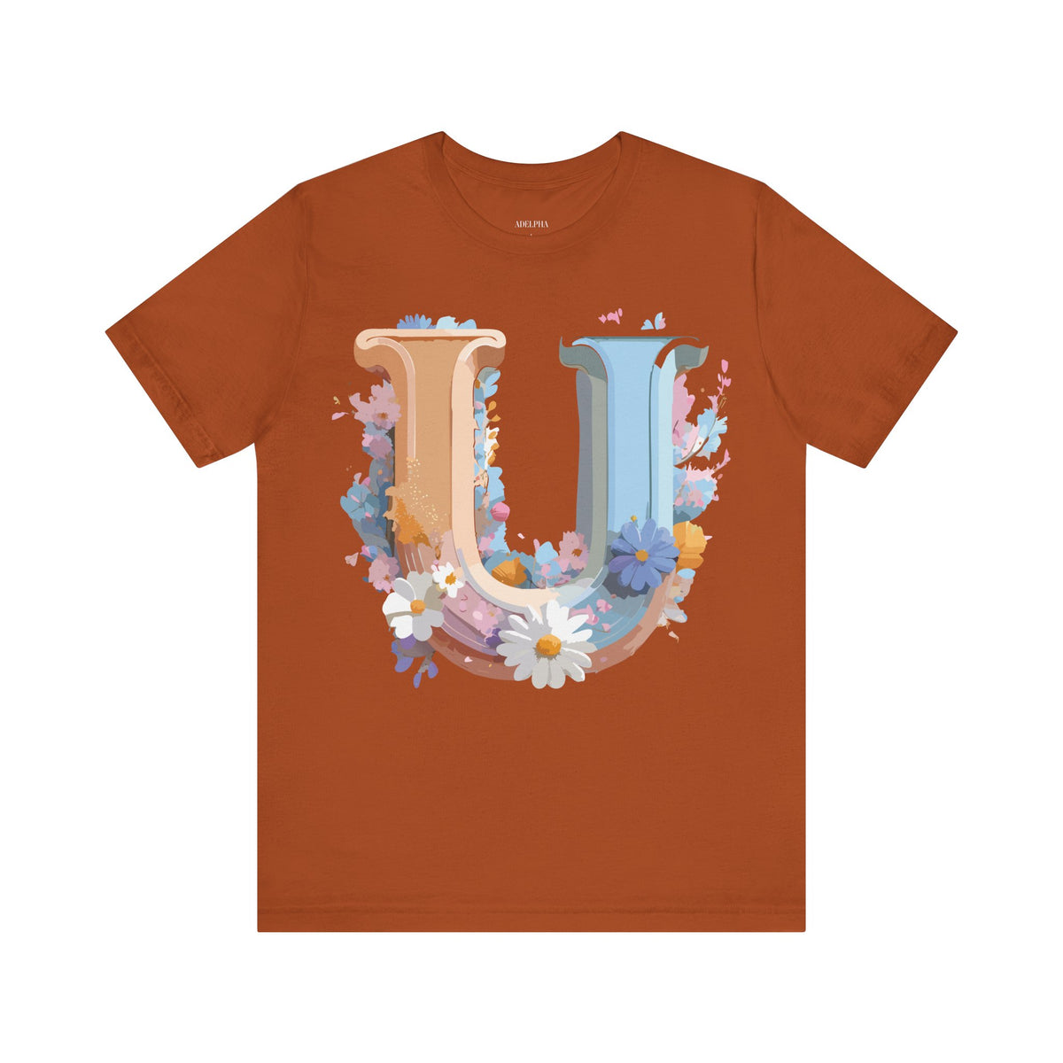 Letter U Graphic Unisex Cotton Bella+Canvas Tee with Art Letter Design