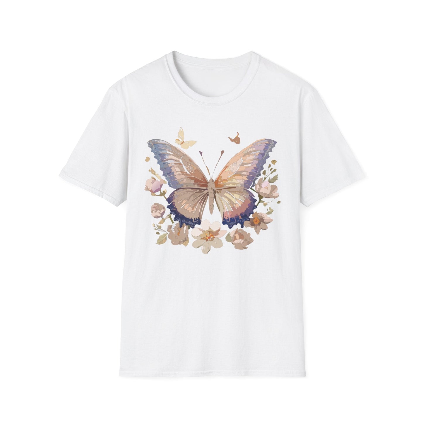 Butterfly T Shirt Unisex Softstyle Monarch Design 100 Percent Cotton Tee For Everyday Comfort