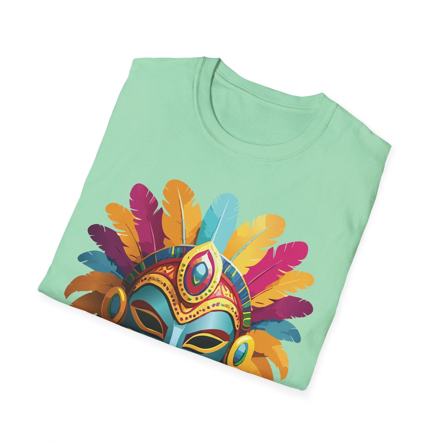 Mask Tee Shirt Unisex Short Sleeve Graphic Tee Masquerade Design 100 Percent Ring Spun Cotton