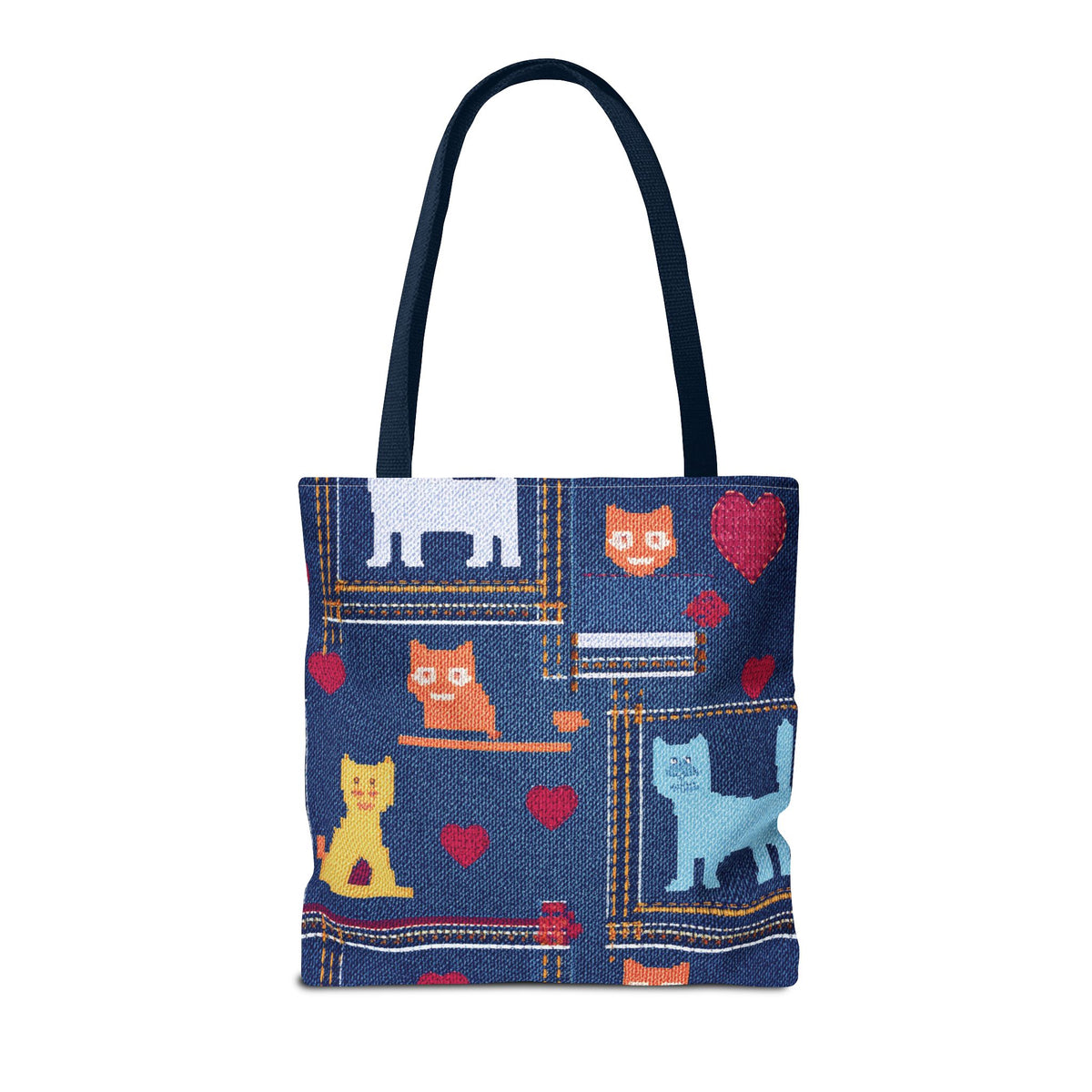 Love Day Graphic Design Denim Fabric Imitation Print Unisex Canvas Bag POLY 3 Sizes Tote Bag 201-10