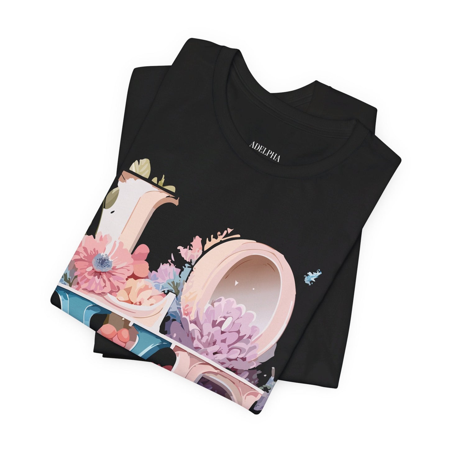 Valentine Day Graphic Unisex 100 Cotton Vintage Artwork with Love and Flower Design Tee 42