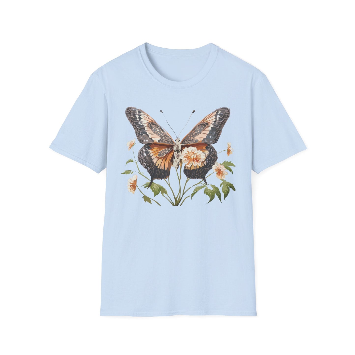 Butterfly T Shirt Unisex Softstyle Gildan 64000 Cotton Tee Monarch Print Comfort