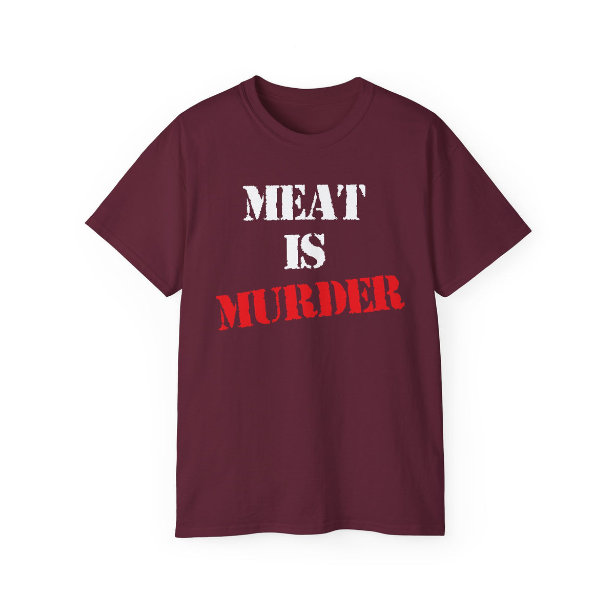 Meat Is Murder Tee | Bold Stencil Text Statement T-Shirt