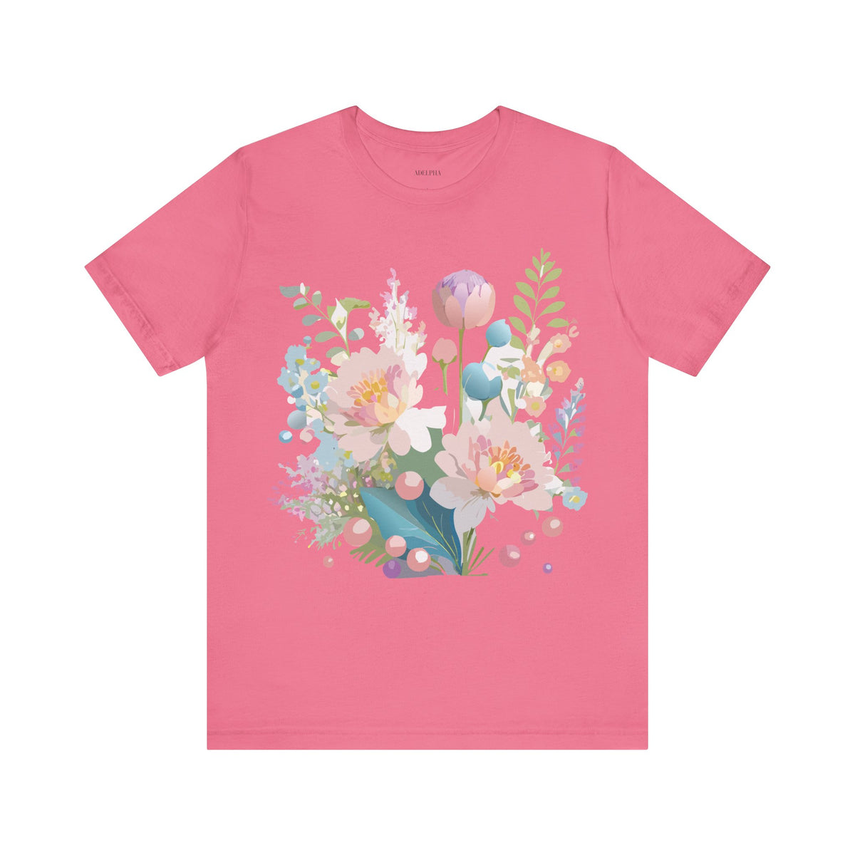 Floral Graphic Unisex Cotton Bella+Canvas Tee with Flowers Art Design n123