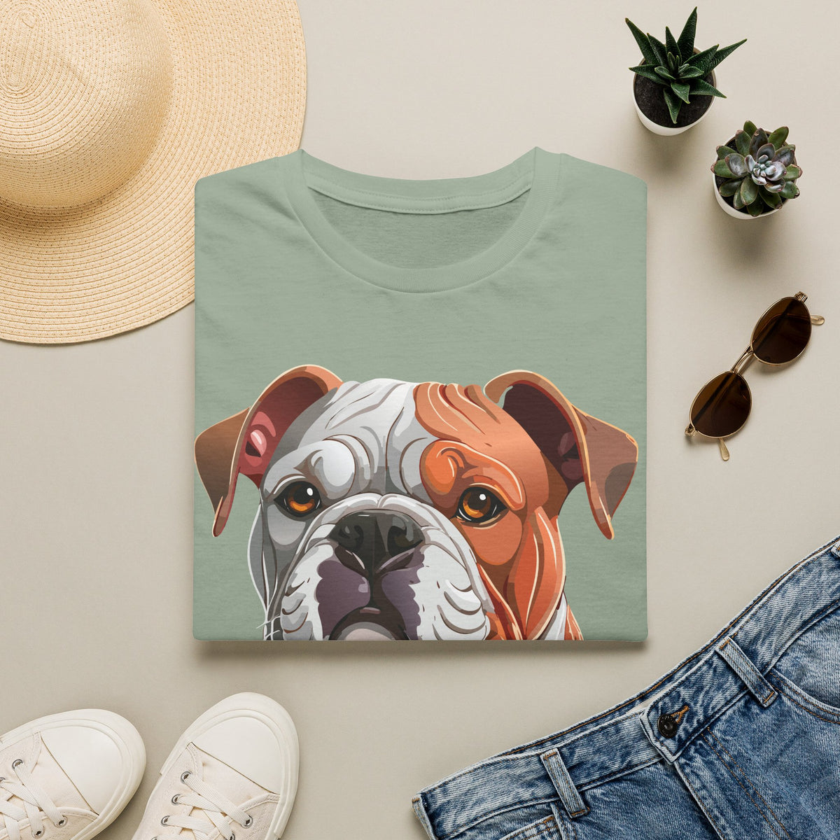 Bulldog Face T-Shirt | English Bulldog Illustration