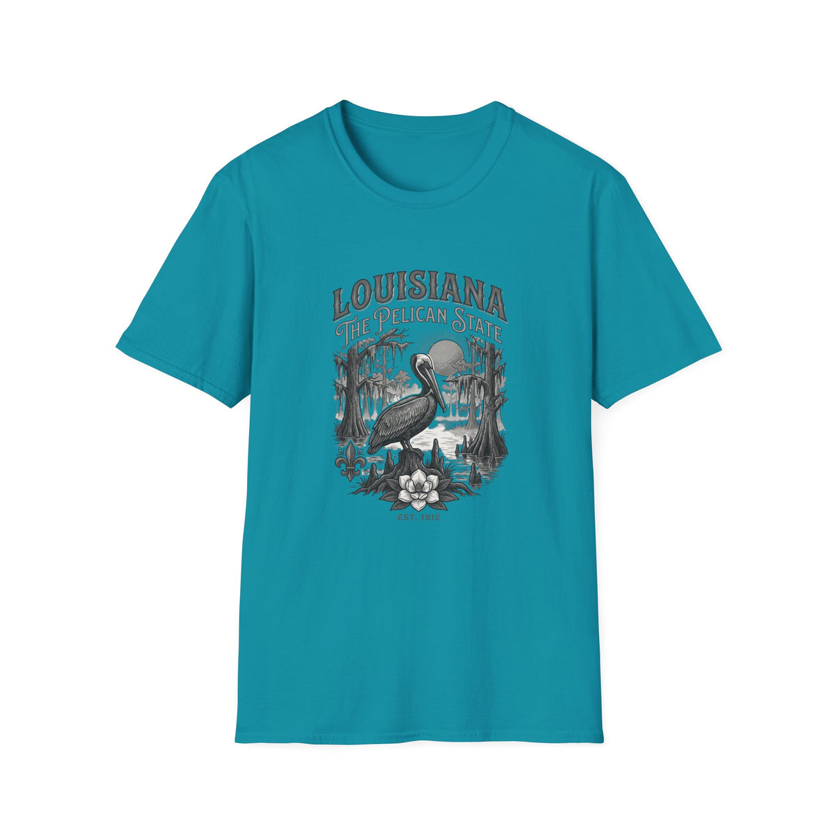 Louisiana Pelican State T-Shirt — Vintage Travel Tourist Graphic Design Unisex 100 Cotton Gildan T-Shirt