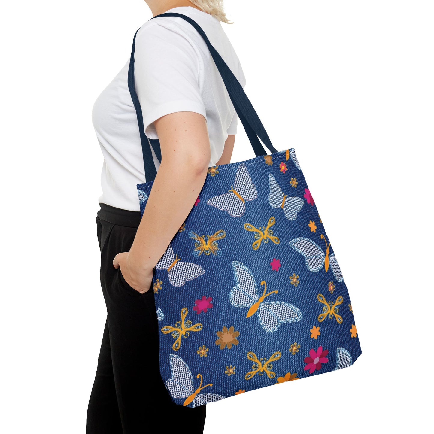 Denim Fabric Imitation Print Unisex Canvas Bag Poly Spun 3 Sizes Tote Bag 170