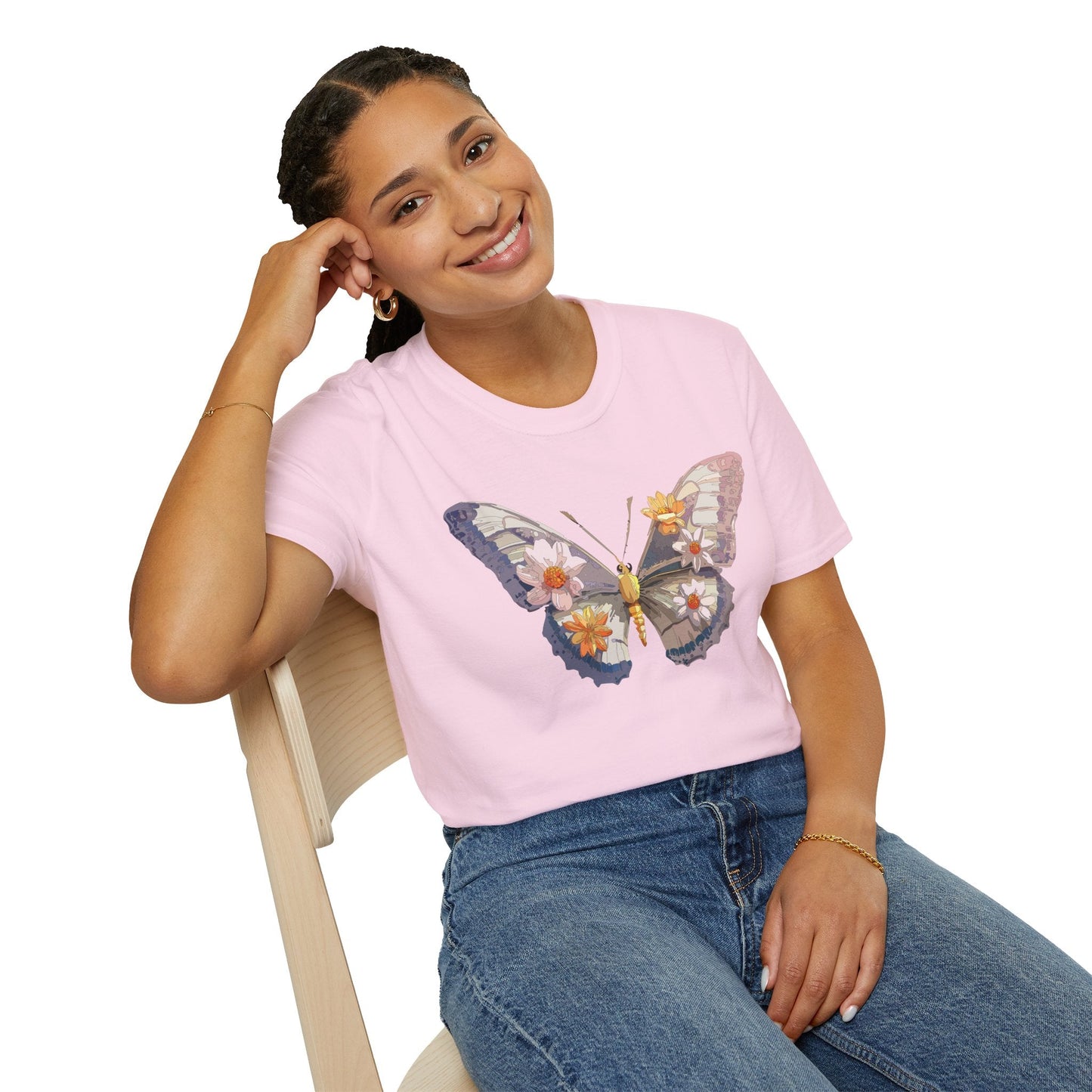 Butterfly Shirt Unisex Short Sleeve Tee Monarch Butterfly Design Gildan Softstyle 64000
