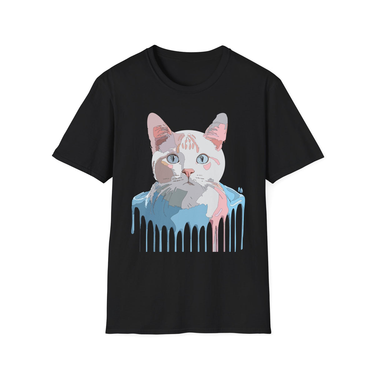 Pastel Cat Portrait T-Shirt | Watercolor Kitty Face Tee