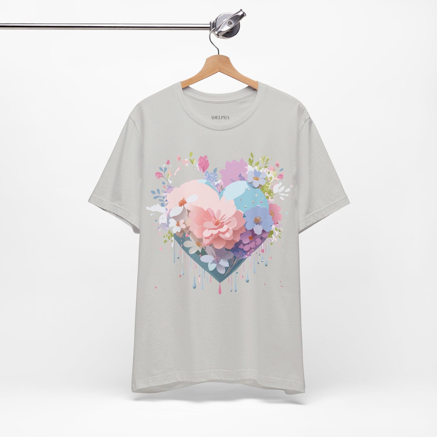 Valentine Day Graphic Unisex 100 Cotton Vintage Artwork with Love and Flower Design Tee 33