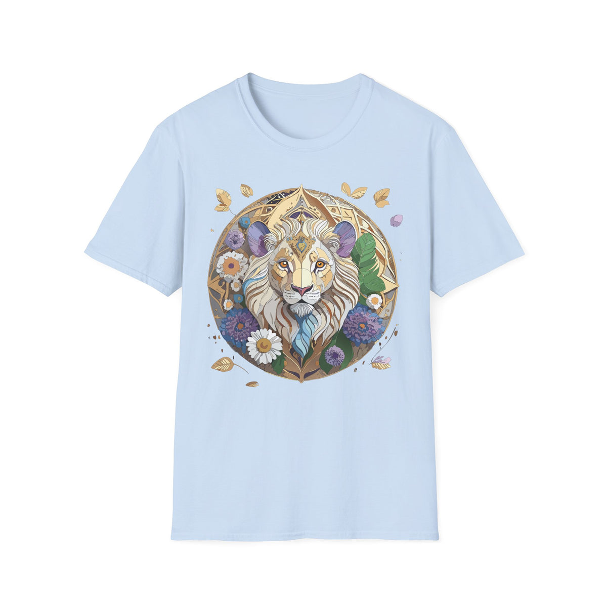 Floral Lion Illustration T-Shirt | Boho Mandala Lion Tee