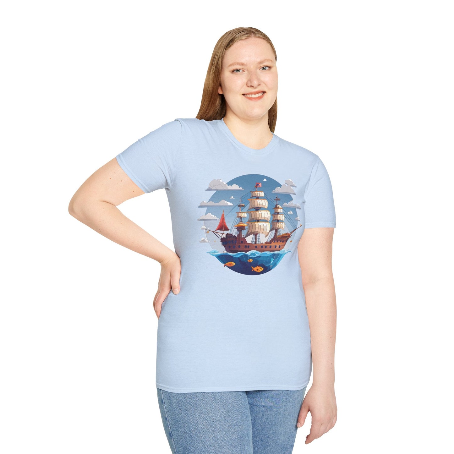 Ship T Shirts Frigate T Shirts Vessel Tee Shirt Unisex Softstyle Cotton Tee Gildan 64000