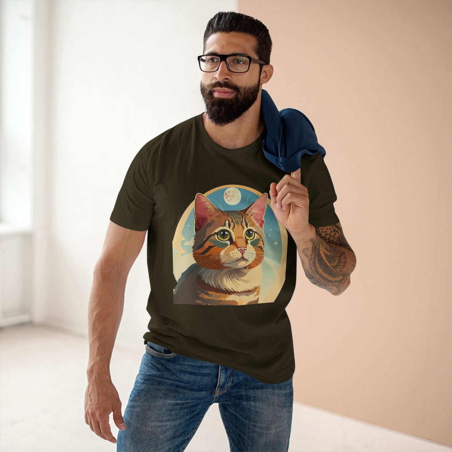 Cat Shirt Unisex Premium Cotton Tee With Original Cat Art Design Retro2Nova Soft Breathable Regular Fit