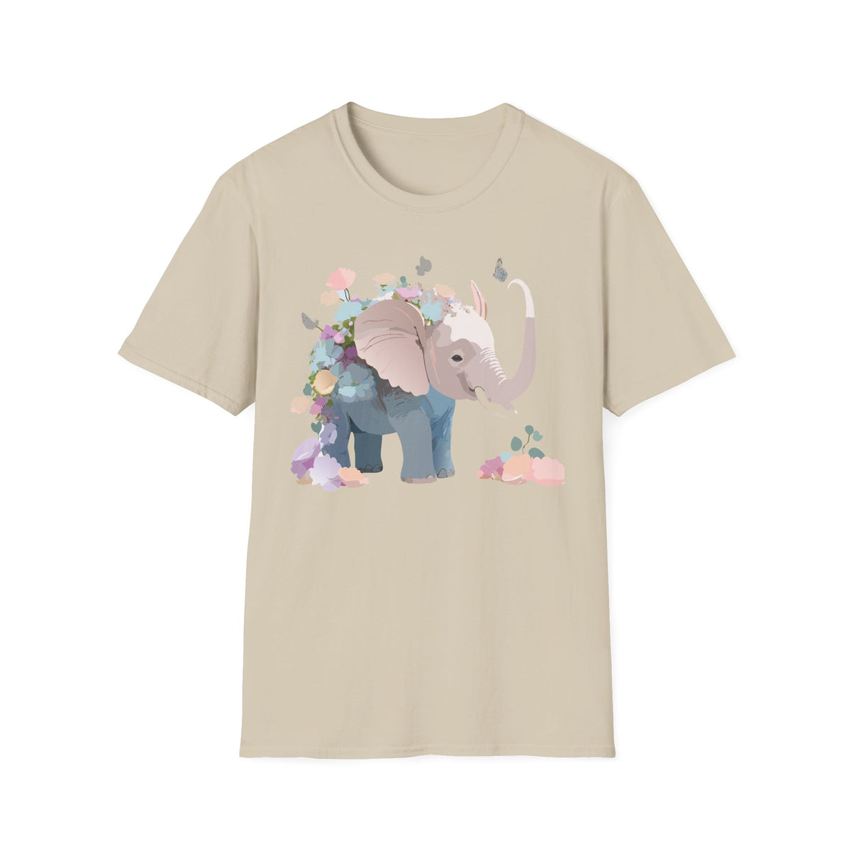 Floral Elephant Illustration T-Shirt | Watercolor Baby Elephant Tee