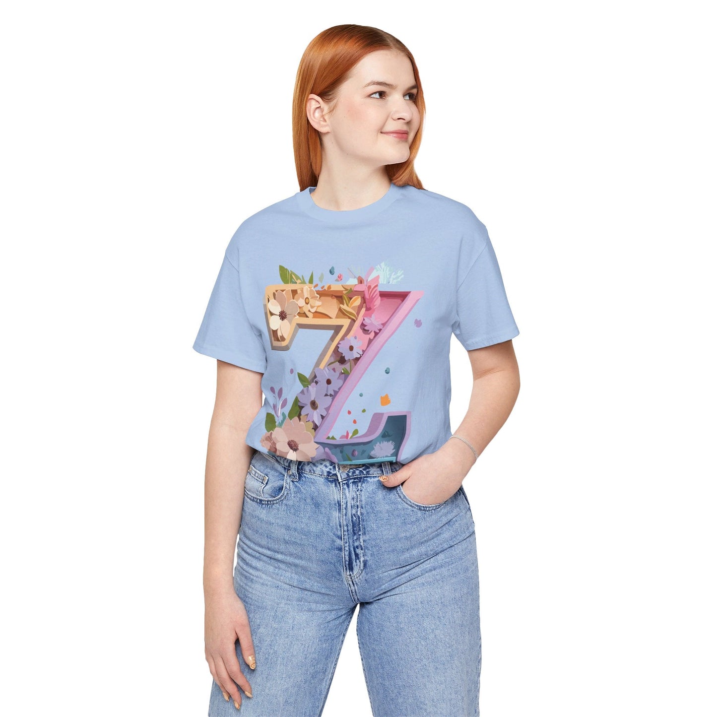 Letter Z Shirt Unisex Graphic Tee By Adelpha Vintage Inspired Jersey Short Sleeve