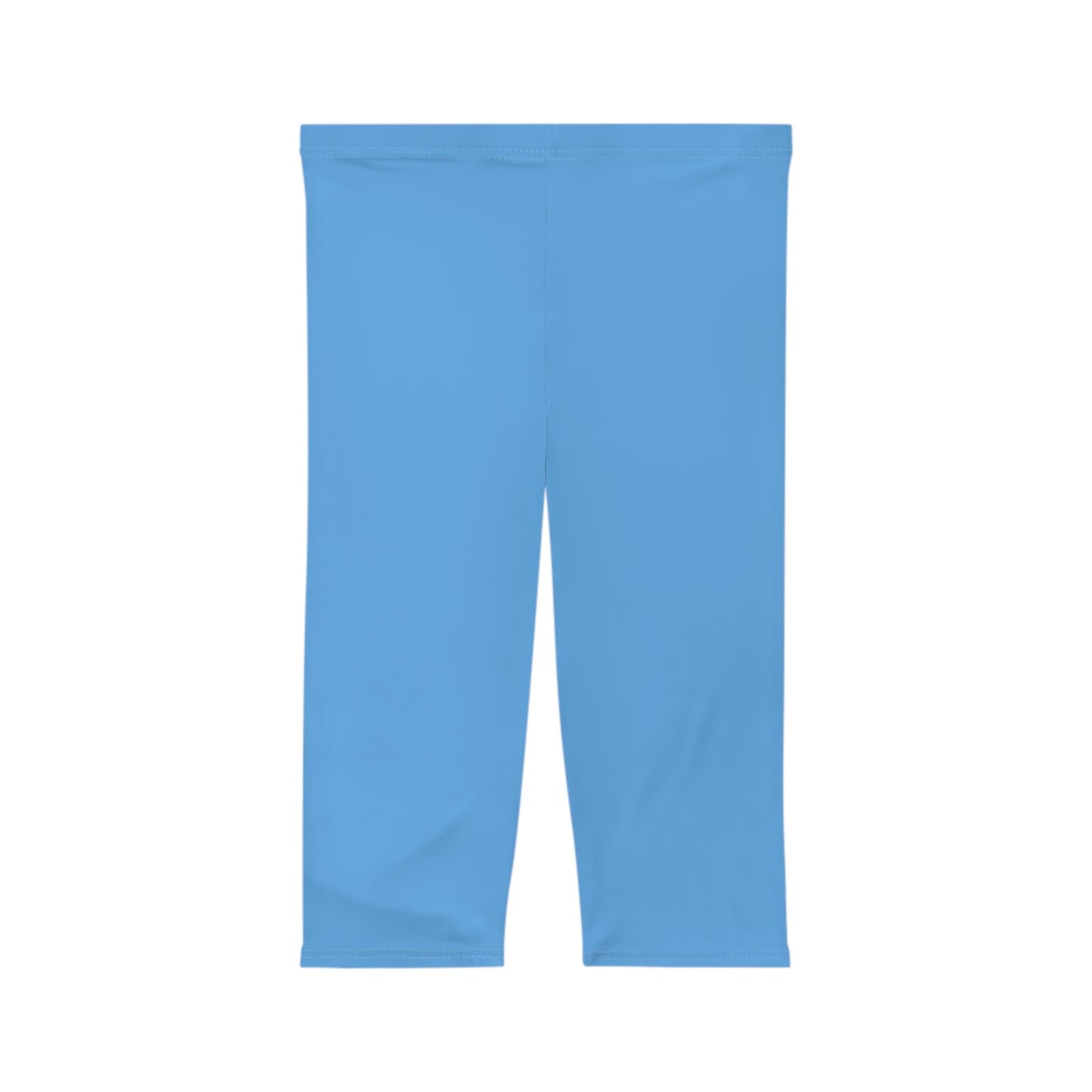 Cool Sky Blue Color Women's Brushed Suede Poly Span Casual Capri Leggings XS-2XL