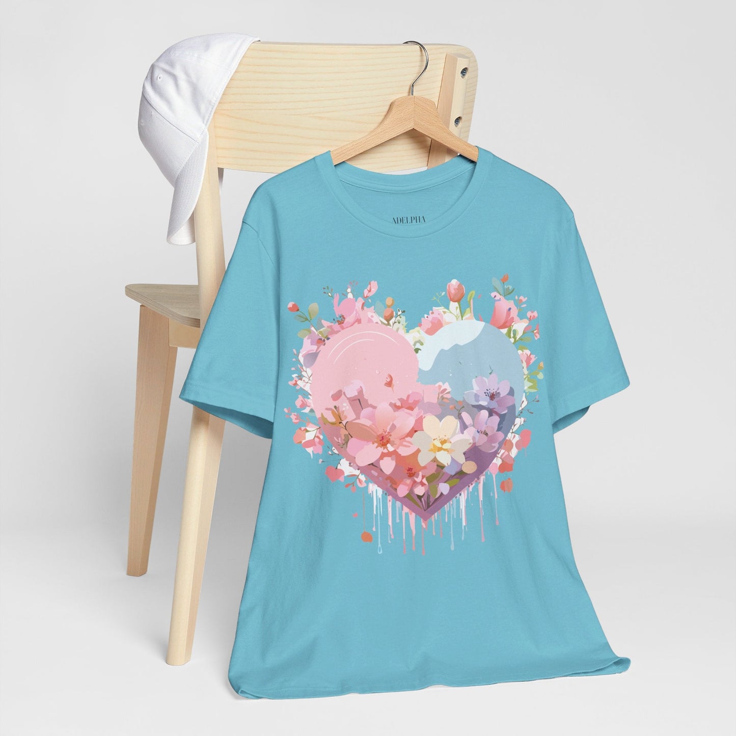 Valentine Day Graphic Unisex 100 Cotton Vintage Artwork with Love and Flower Design Tee 31