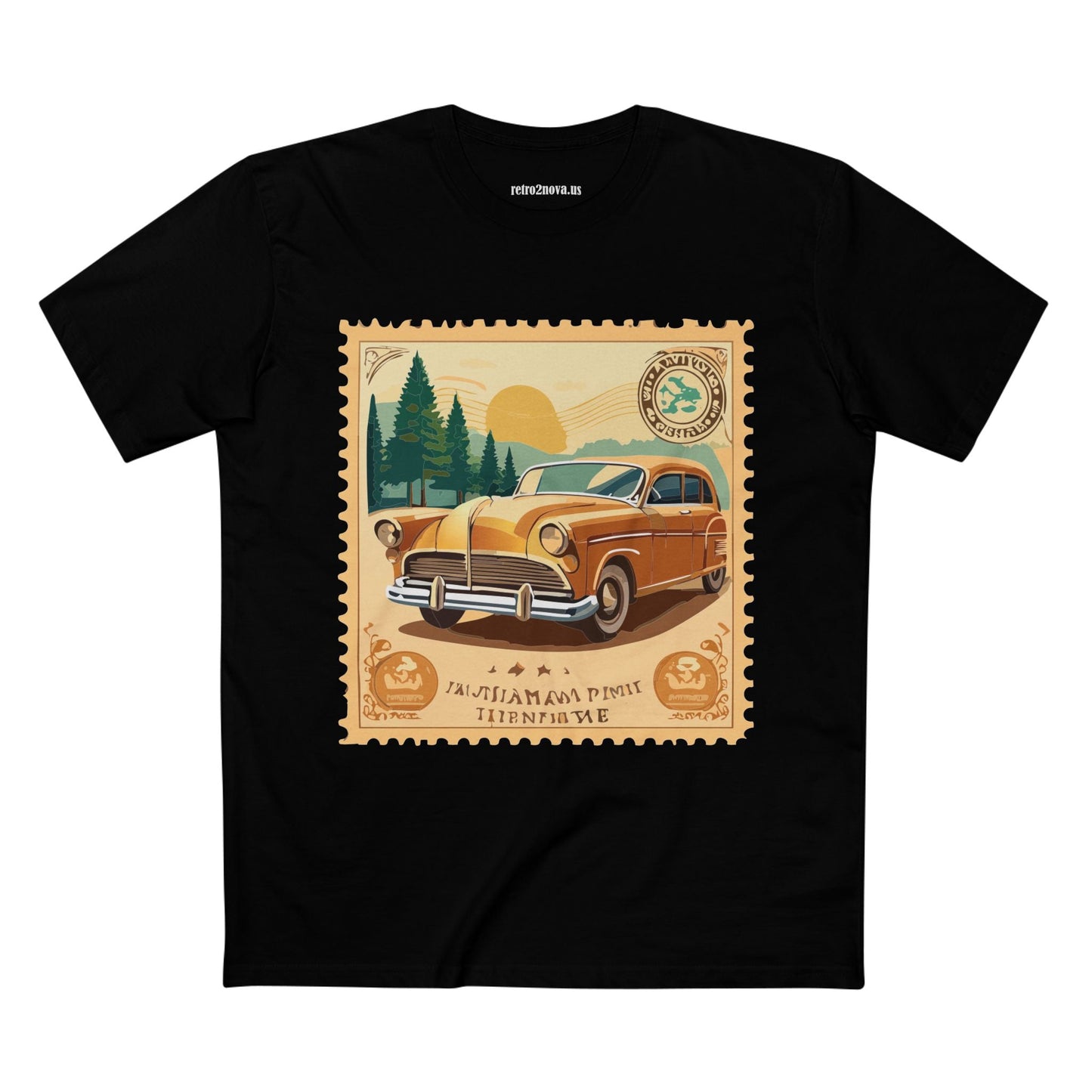 Retro2Nova Postage Stamp Shirt Unisex Premium Cotton Tee With Original Art Design