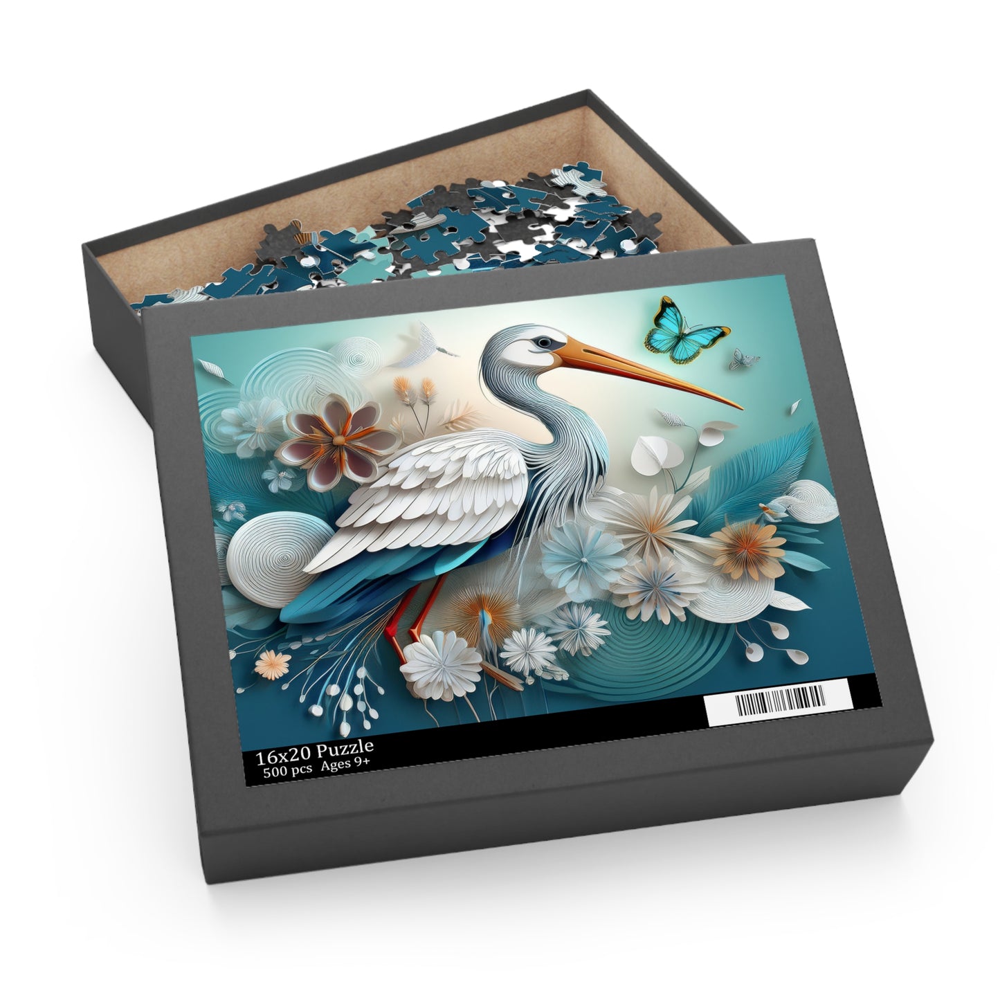 Puzzles-39 Kids Stork Puzzle 500-Piece  Floral Stork Puzzle 500-Piece, Birds Kids Puzzles Size: 16" x 20",  Ages 9+