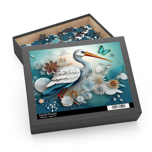 Puzzles-39 Kids Stork Puzzle 500-Piece  Floral Stork Puzzle 500-Piece, Birds Kids Puzzles Size: 16" x 20",  Ages 9+