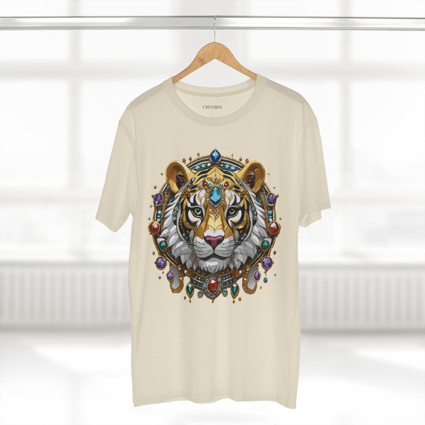 Tiger Graphic Unisex 100 Cotton Tee With Unique Animal Golden Medallion Art Design 52