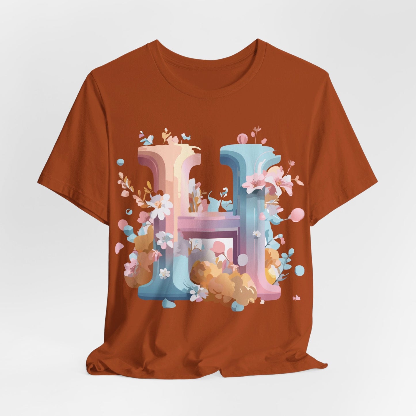 Letter H Shirt Unisex Graphic Tee By Adelpha Vintage Inspired Artwork Short Sleeve