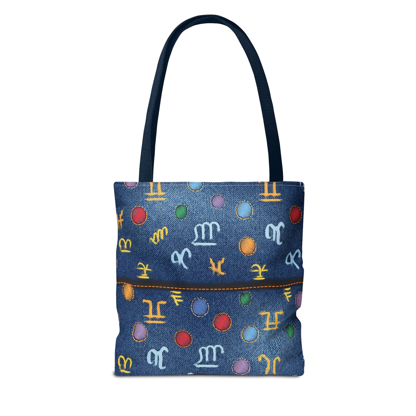Denim Fabric Imitation Print Unisex Canvas Bag Poly Spun 3 Sizes Tote Bag 184-4