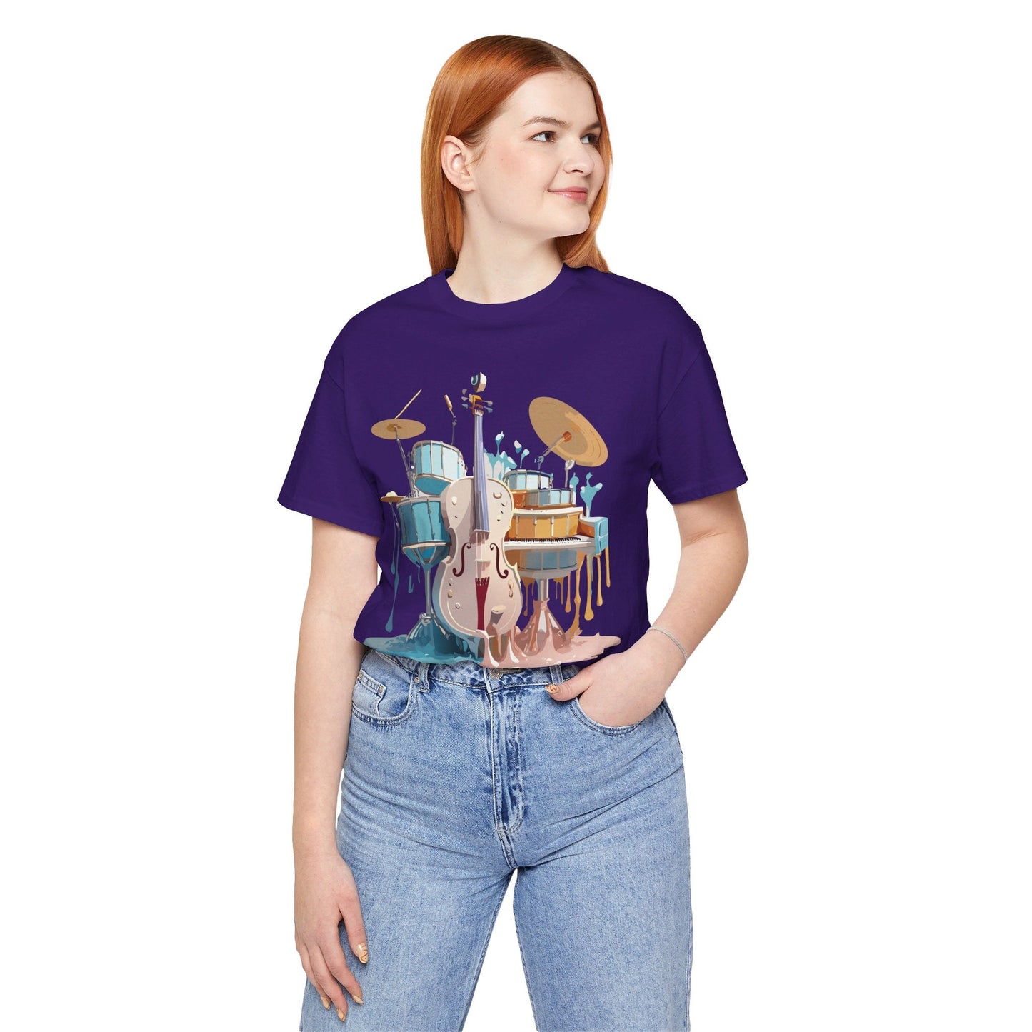 Music Graphic Unisex 100 Cotton Vintage Art with Musical Elements Tee 84