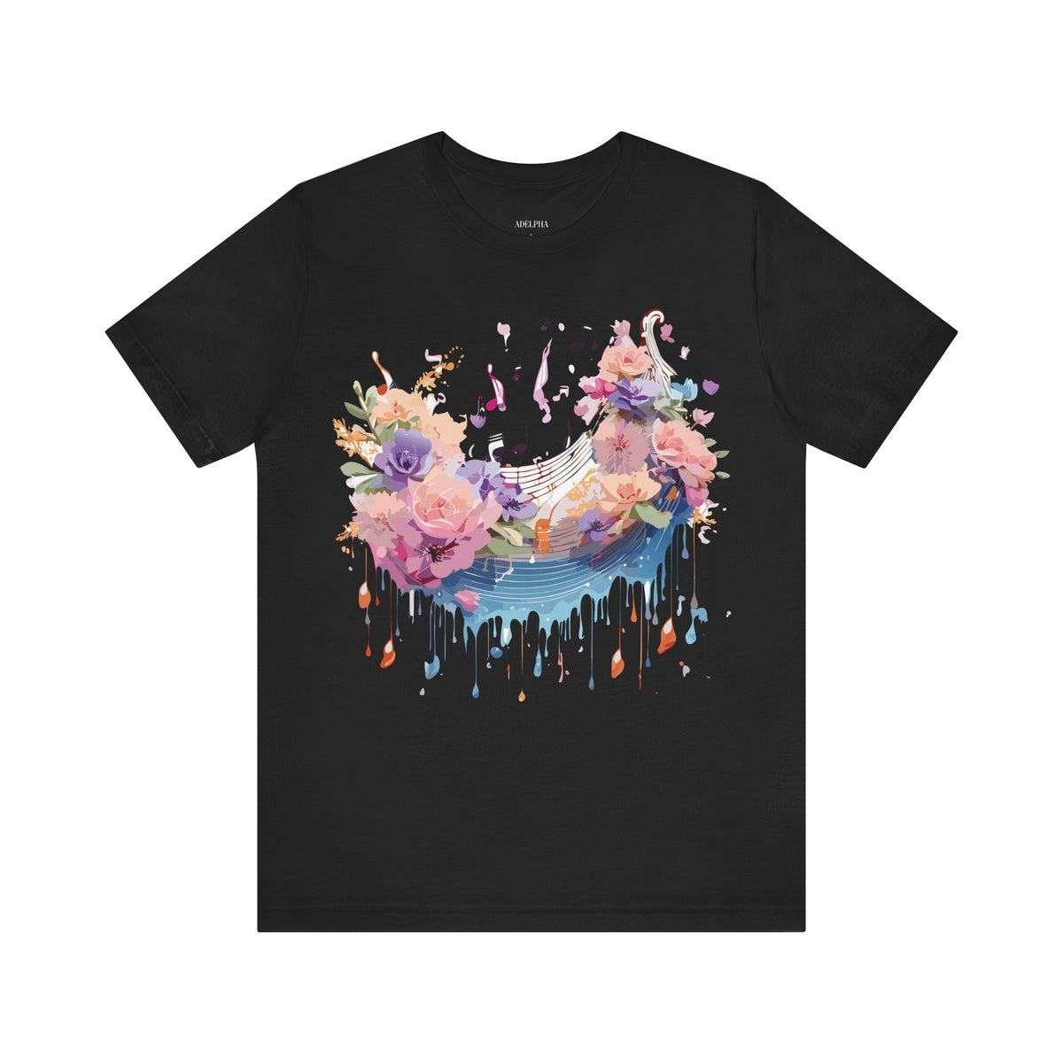 Music Graphic Unisex Cotton Bella+Canvas Tee with Art Design m84