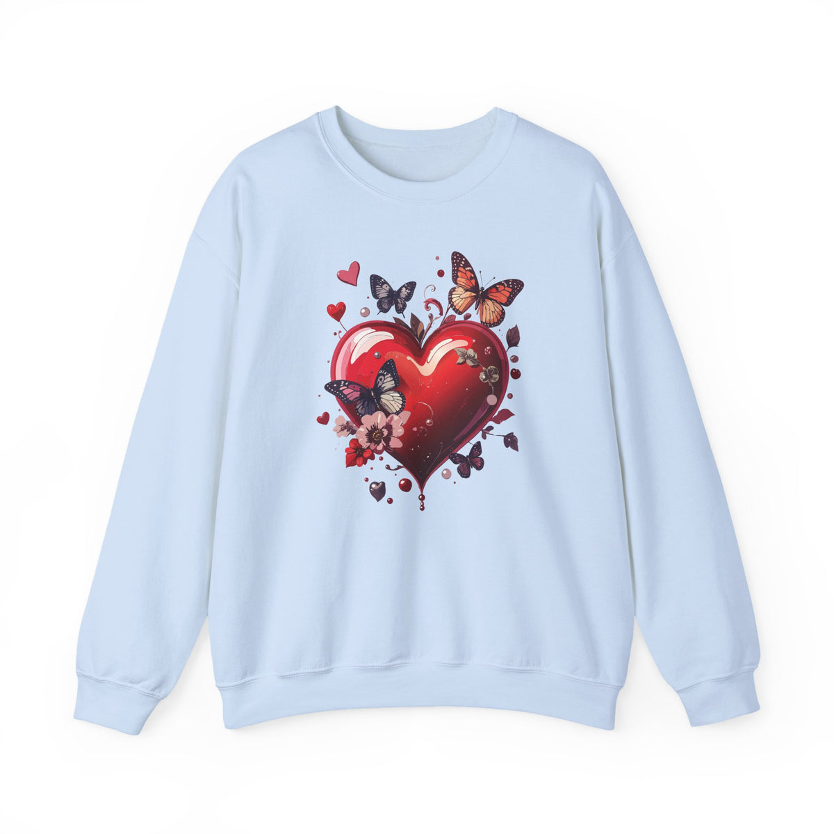 Big Red Heart Sweatshirt, Floral Red Heart Sweatshirt, Floral Love Sweatshirt, Valentine's Day Sweatshirt, Heart Floral Sweatshirt 105