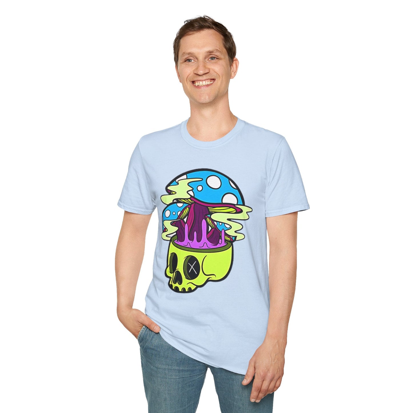 Skull Tee Shirt Unisex Skeleton Shirt With Art Design Gildan Softstyle Cotton Tee